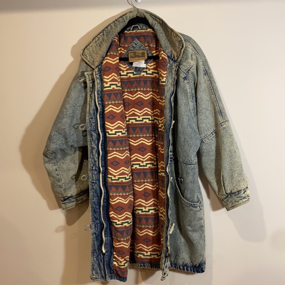 Vintage 90s Western Denim Work-coat Jeans Coat Jacket - Picture 10 of 14